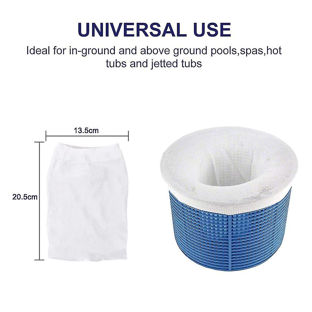 30-Pack Pool Skimmer Saver Socks – Elastic Replacement Filter Baskets (White, 8.5x5.1 Inch)