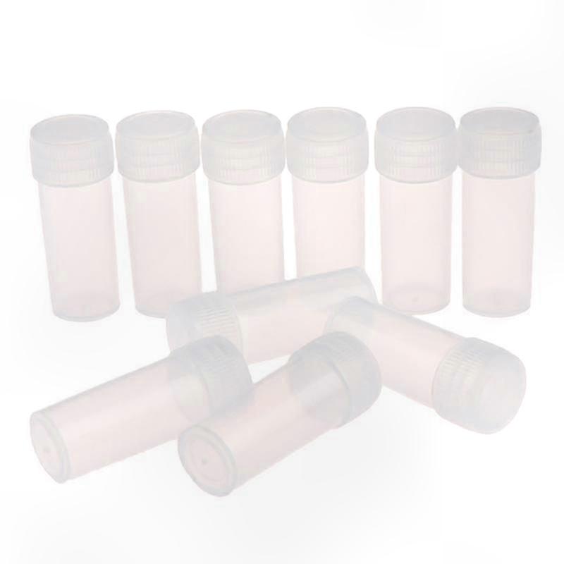 100 Pack 5ml Plastic Test Tubes with Screw Caps for Chemistry Experiments and Lab Use