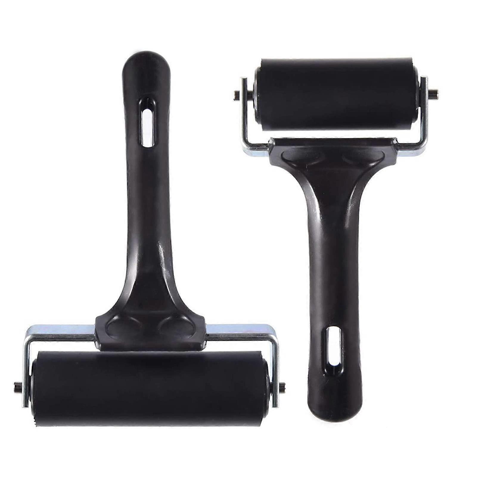 2 Pack Rubber Brayer Roller Set 6cm for Printmaking and Crafts, Durable Rubber, Even Coverage, Easy Clean