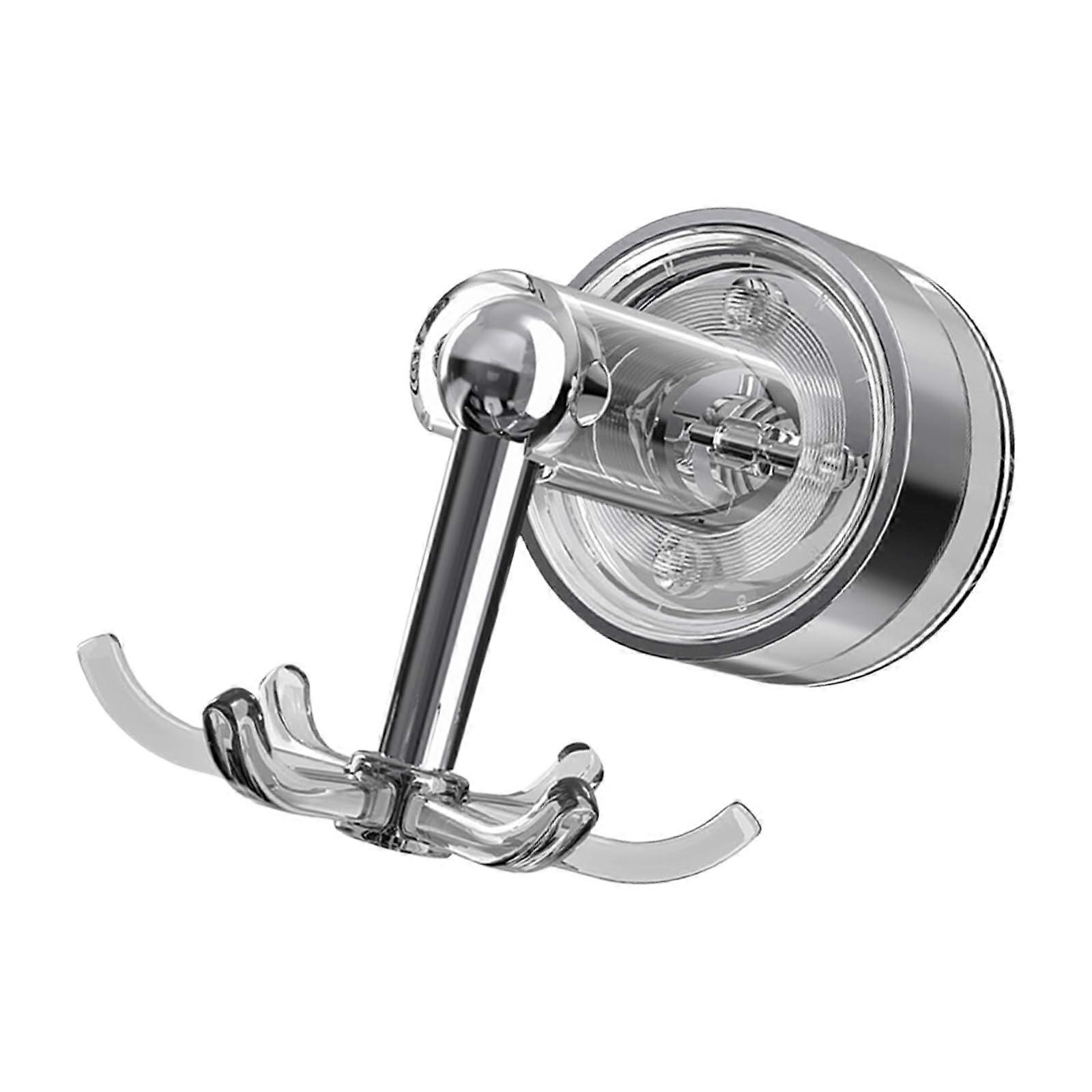 Kitchen Utensil Rack with 360° Rotating Hooks, Strong Suction Cup Wall Mount, Translucent Grey