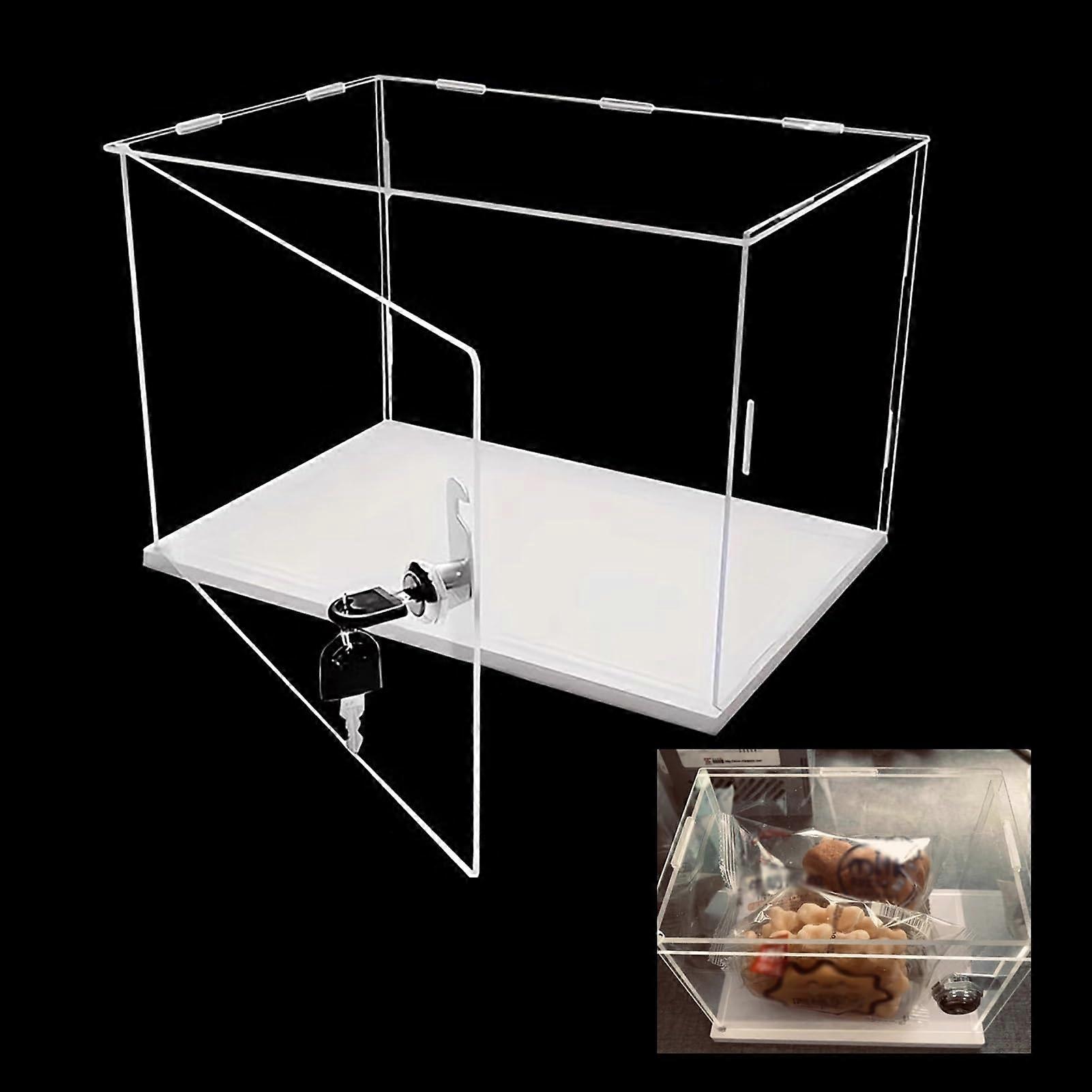Acrylic Display Case 35x35x35cm Lockable Dustproof Clear Cube for Collectibles