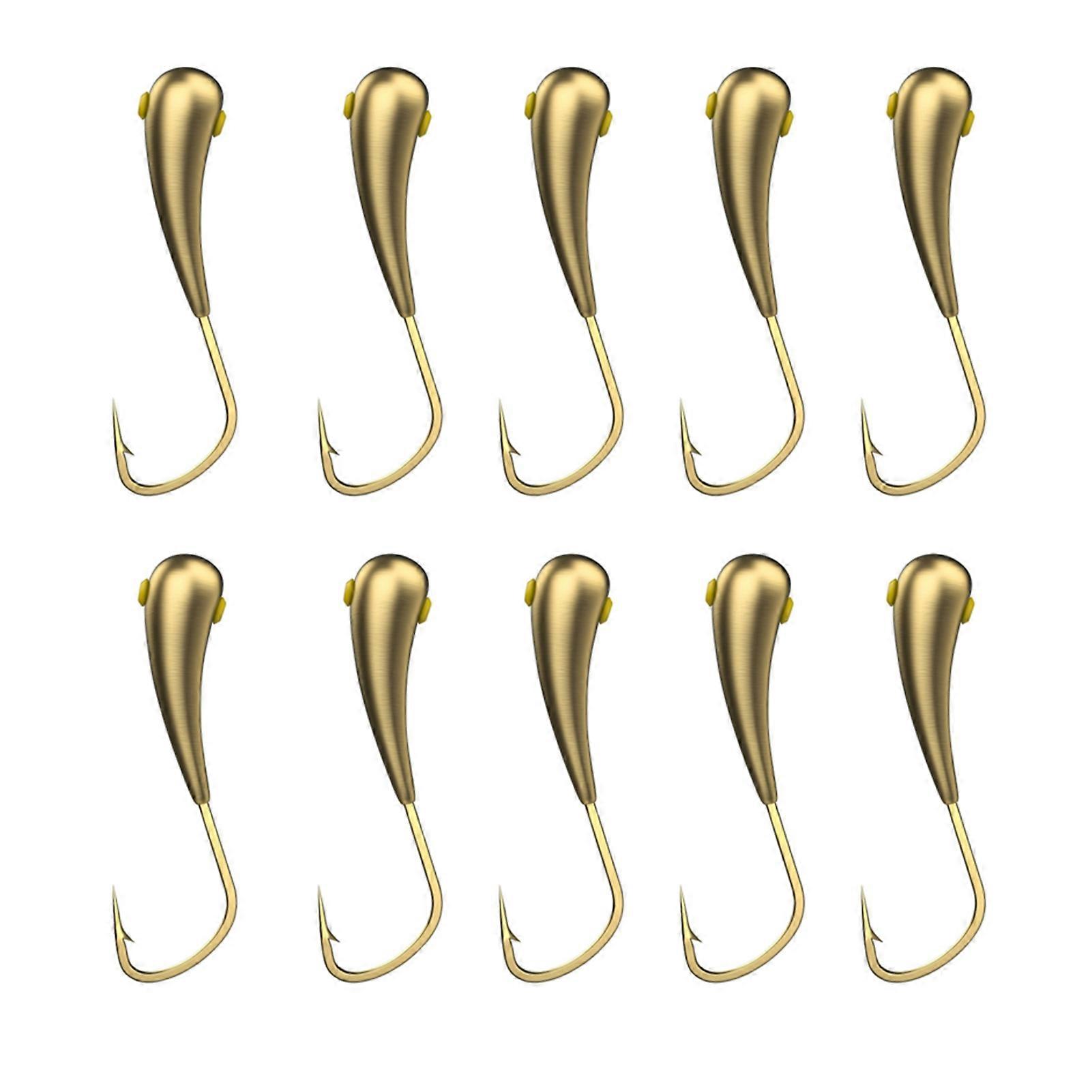10pcs Brass Fishing Hooks Rust Resistant Sharp Strong Penetration for Angling