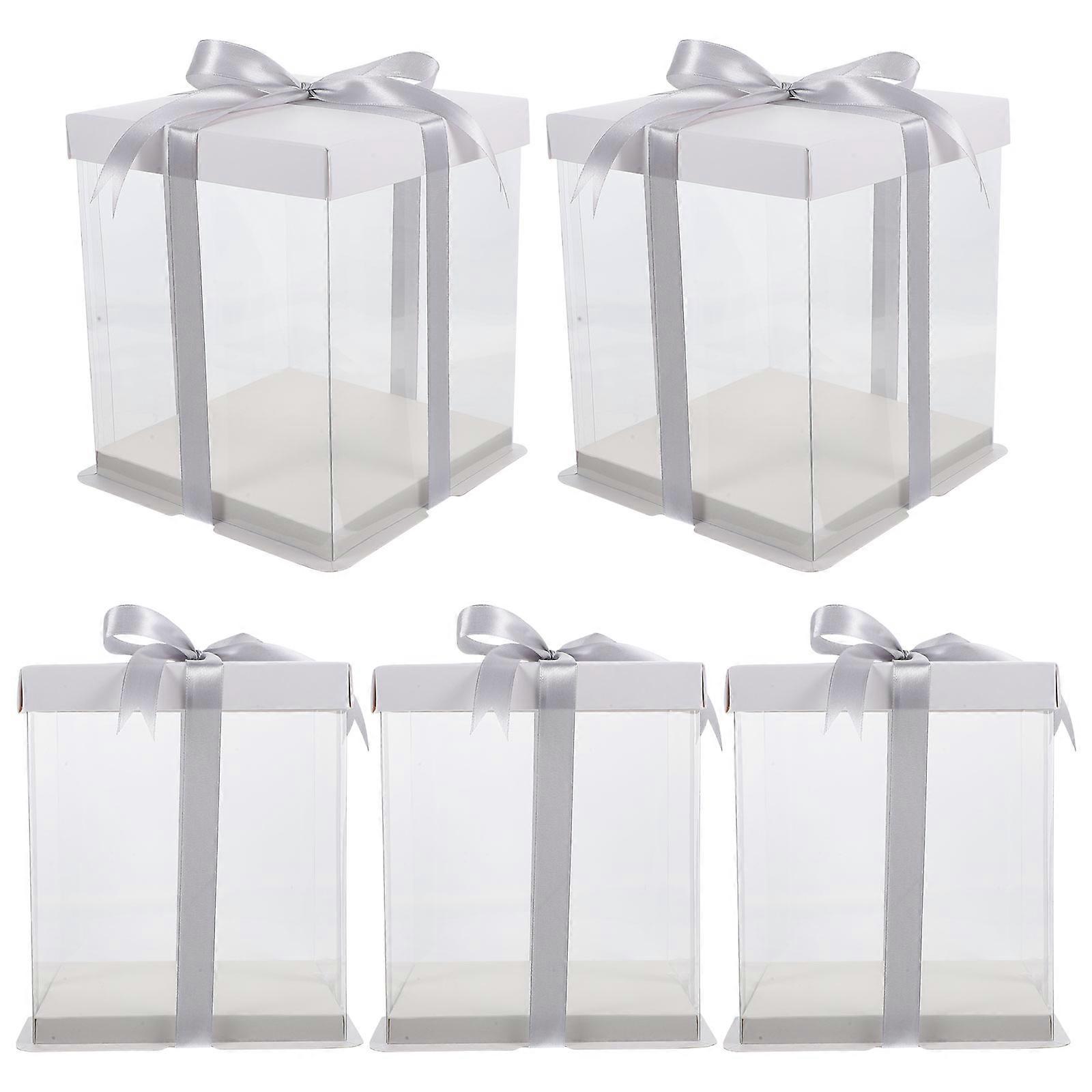 Egg Cake Packaging Box for Storage Use Transparent White Cake Boxes 5Pcs