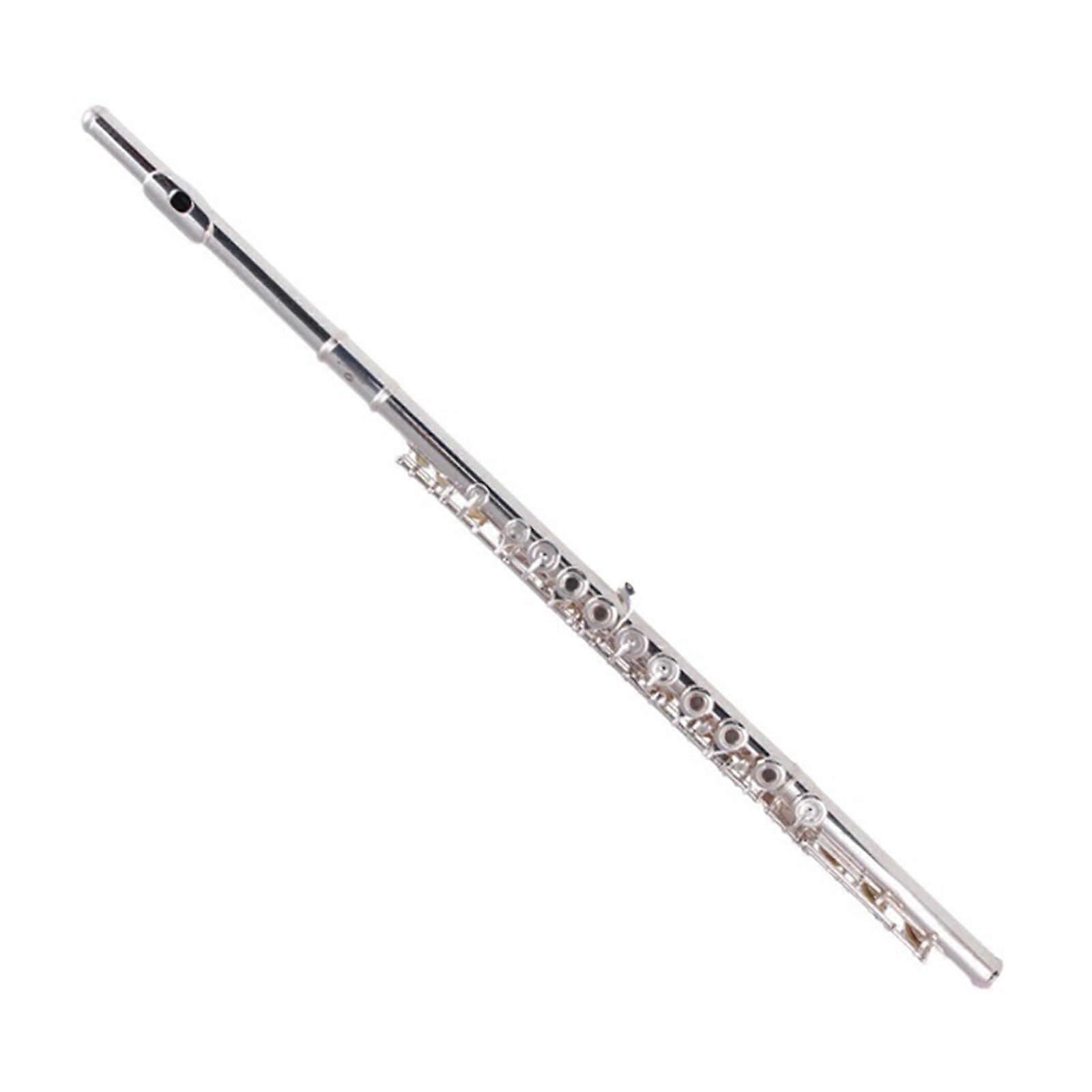 Silver Plated Flute 17 Open Hole C Key White Copper Body Inline Layout for Beginners