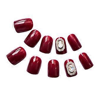 24pcs DIY False Nail Tips Full Cover Creative Fake Nails False Nail for Women Girls (Red)