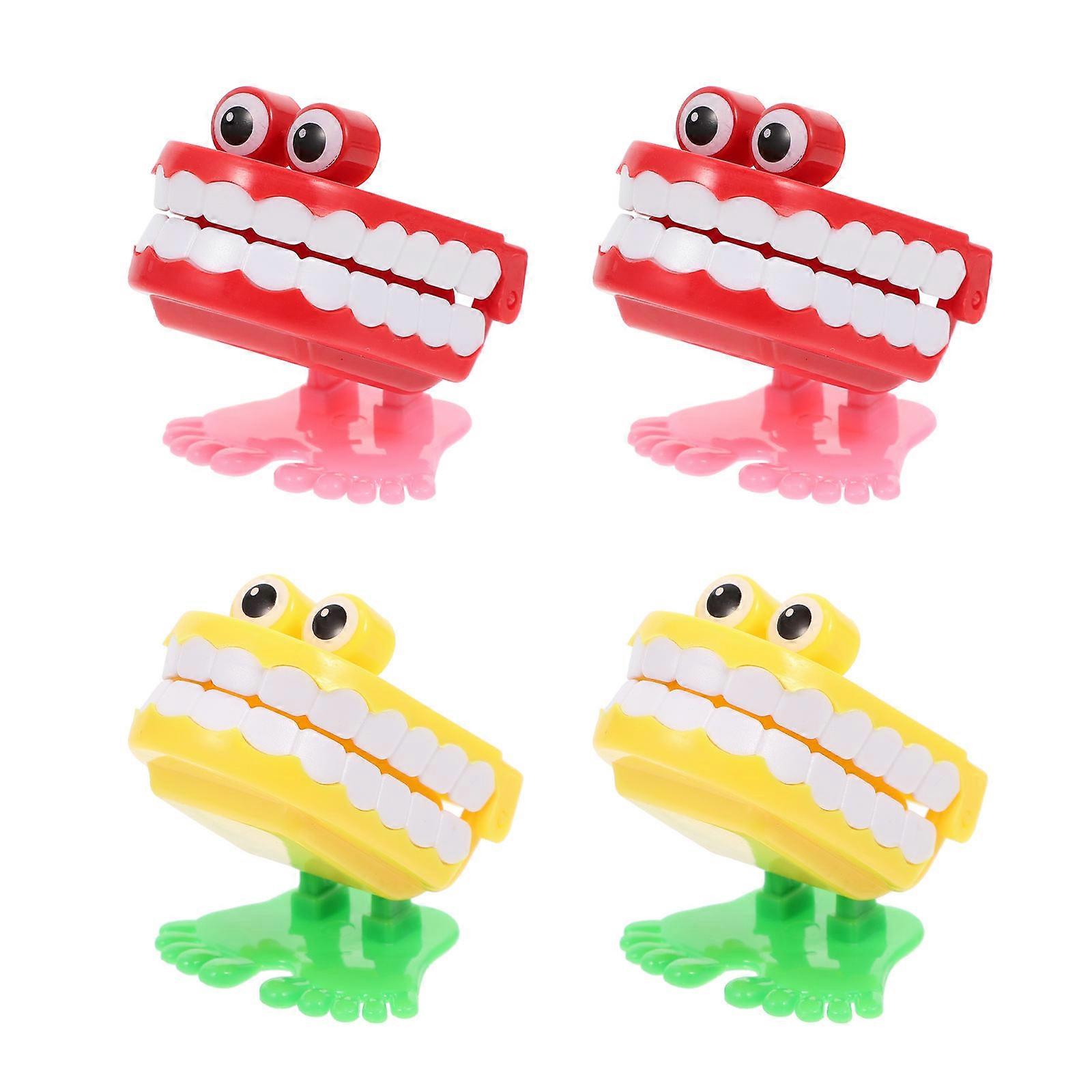 4Pcs Creative Teeth Shape Clockwork Toys Funny Wind-up Tooth Playthings