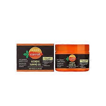 Gel autobronzeador suave de 150g com extrato de cenoura, hidratante para um bronzeado natural, não oleoso, ideal para o verão.