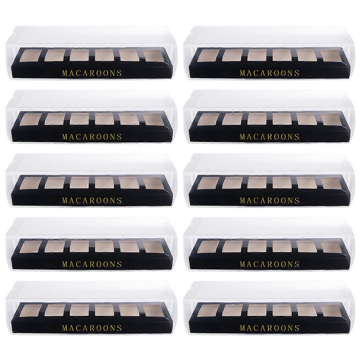 Macaroon Packing Box Plastic Storage for 10Pcs Black Boxes