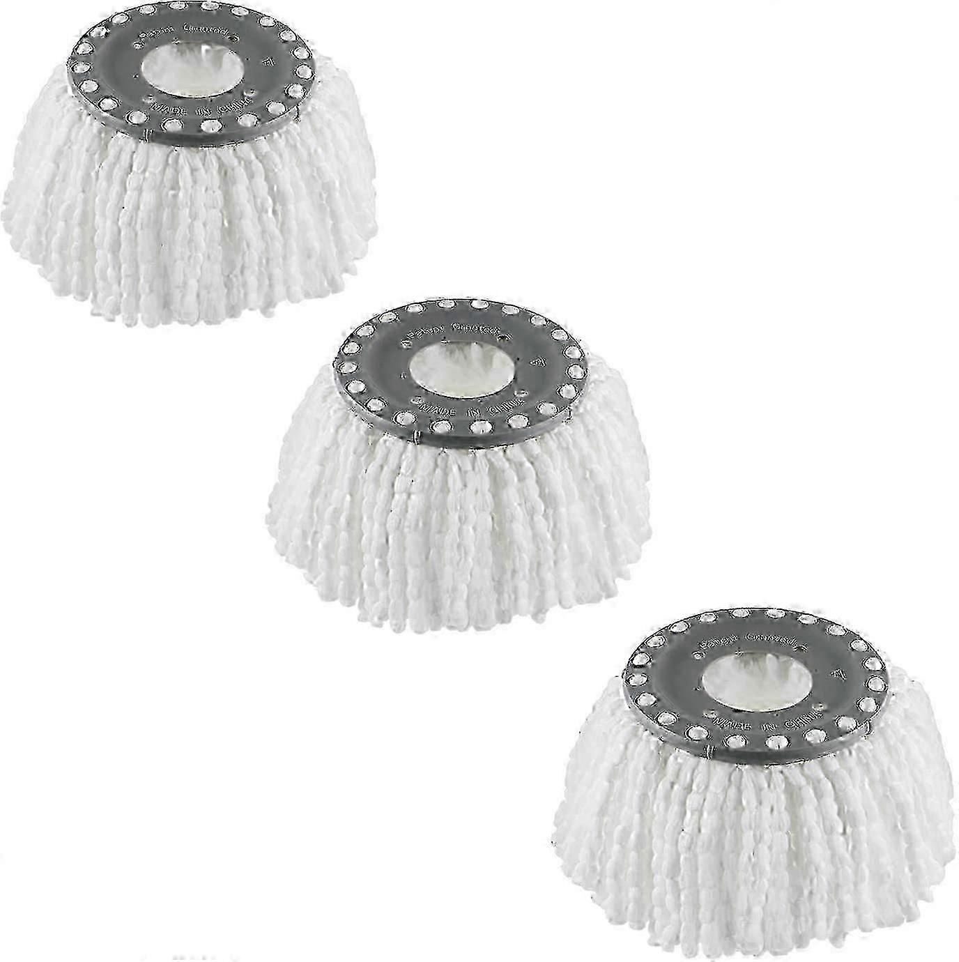 360 rotating mop compatible with 3 premium microfiber replacement heads, white edition 1107