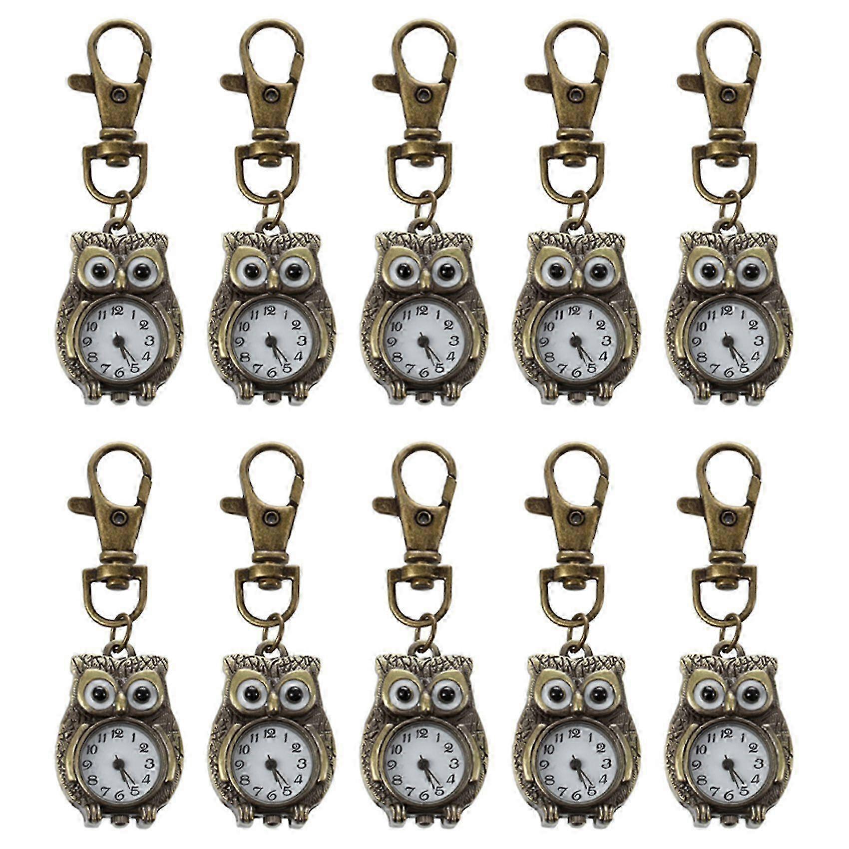 10X Keychain Clock Keyring Owl Shape 37X24Mm
