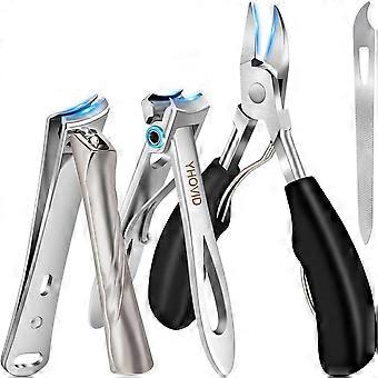 Toe Nail Clippers for Thick Nails, Heavy Duty Fingernail Clipper with Catcher, Ultra Sharp Stainless Steel 4-in-1 Set for Seniors