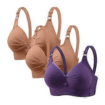 Womens 3 Pack Everyday Bras, Super Push Up Bra Smoothing Back Fat Bra with Support Comfortable Seamless T Shirt Bra Full Coverage S-5XL Mothers Day Gi