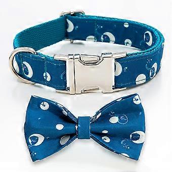 Dog Collar with Bow Tie. Girl Boy Bowtie Dog Collar with Quickly Release Buckle. Comfortable Soft Dog Bow Tie. Cute Blue Dog Collars for Puppy Small M