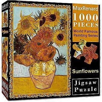 Oil Painting Jigsaw Puzzle 1000 Pieces for Adult Fine Art Vincent Van Gogh Sunflowers Puzzle Home Decoration Artwork Appreciation