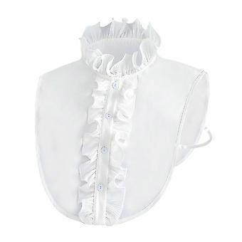 Fake Collar Detachable Collars White Ruffle Stand Collar Half False Shirt Blouse Collar, Elegant Pleated Button Front Faux Shirt Collar for Women Girl