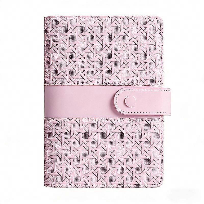 A6 Woven Pattern Loose Leaf Binder Planner Notebook with Buckle Pink