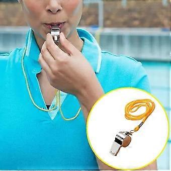 5 Pcs Metal Whistle Stainless Steel Referee Whistle with Lanyard Loud Whistle for Coaches Teachers Basketball Football Fans Hiking Outdoor