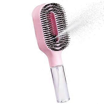 Haarbürste mit integriertem Wassersprüher, 2-in-1-Entwirrungsbürste für Nass- und Trockenstyling, tragbarer Feinsprüher, Pink