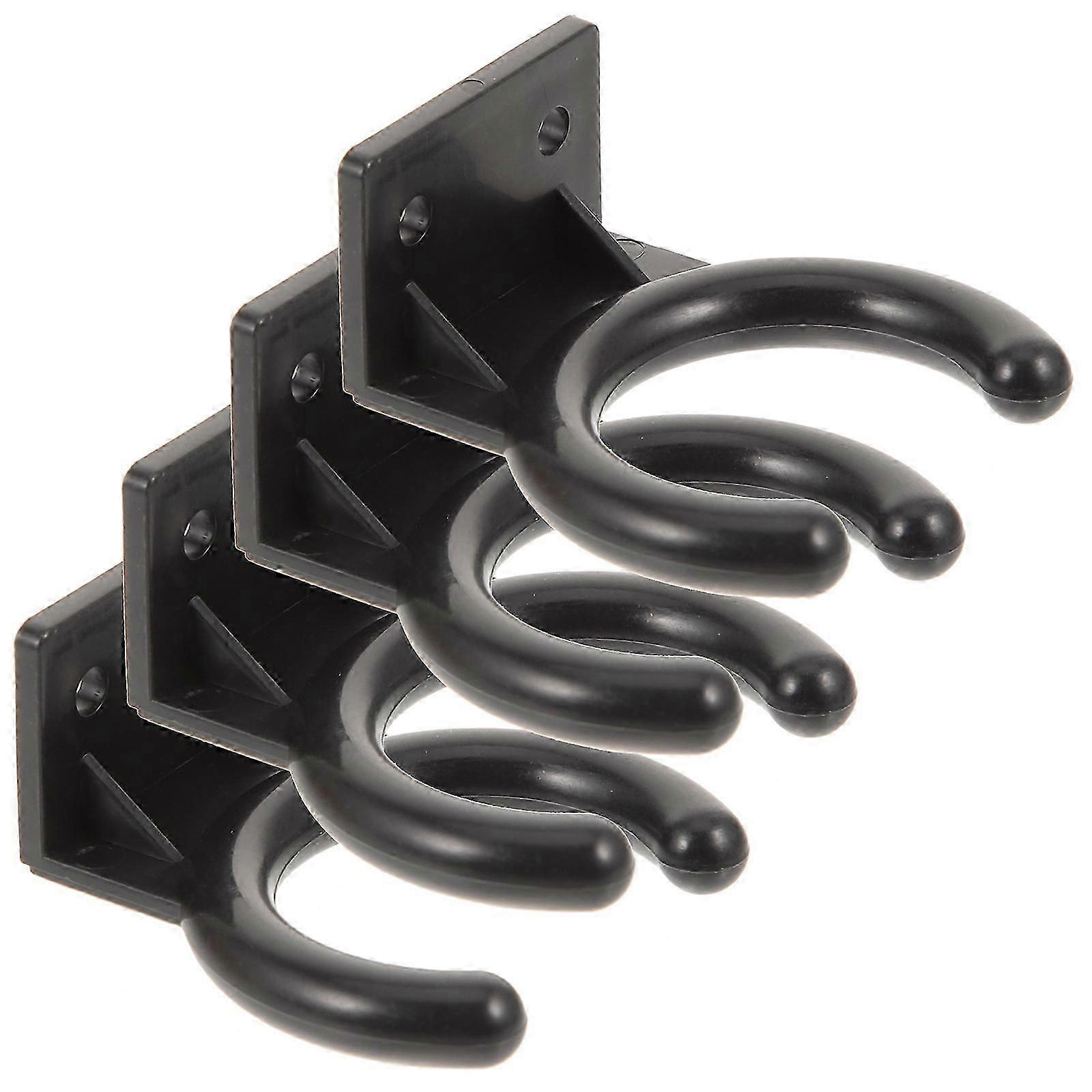 Black Plastic Wall Mount Microphone Holders, 4Pcs for Storage