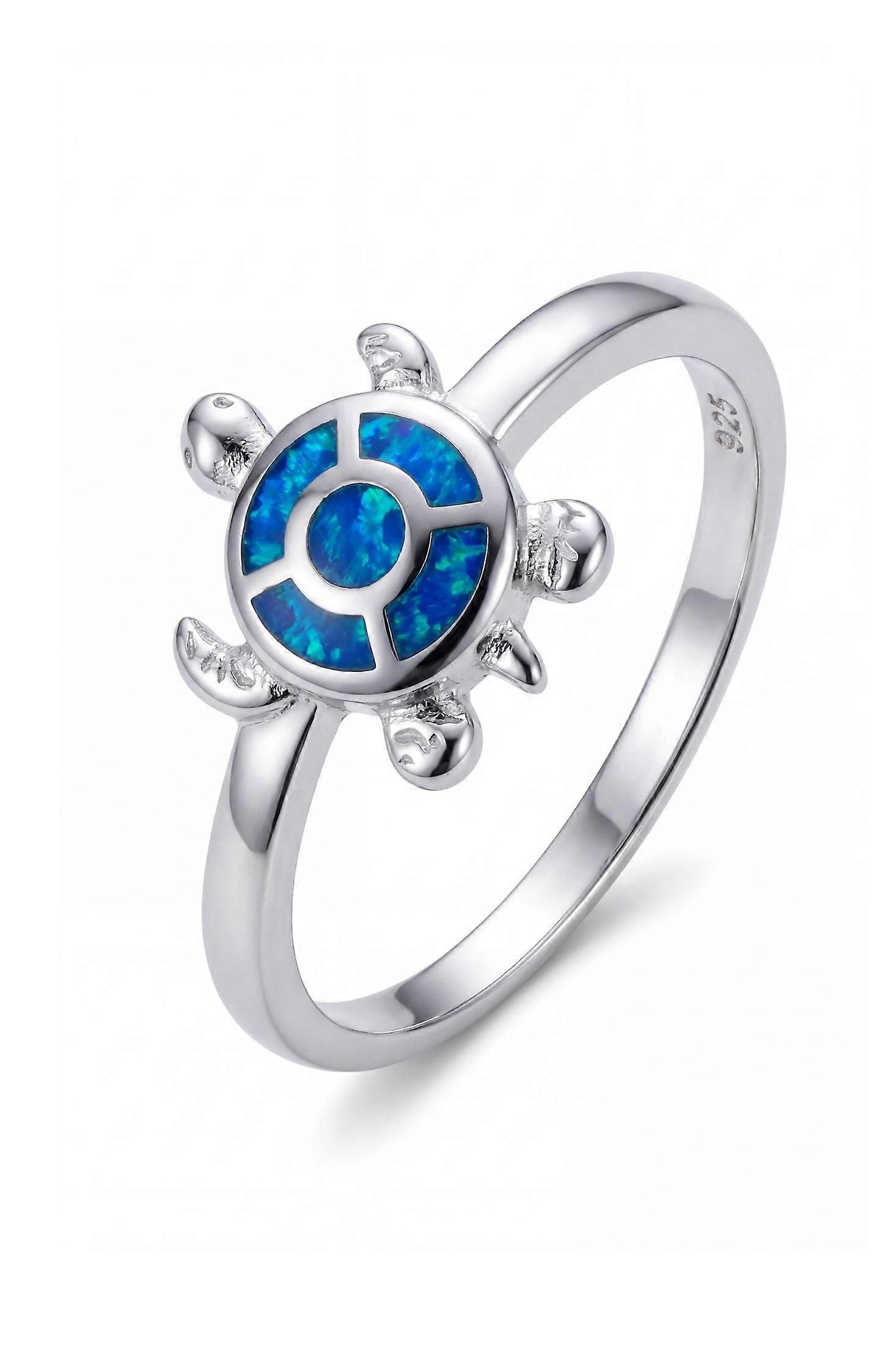 Turtle Blue Opalite Ring Silver