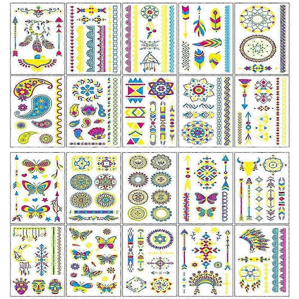 Glow In The UV Temporary Tattoos,20 sheets