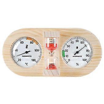 Sauna Thermo Hygrometer 15min Sand Timer Pine Frame Glass Lens Accurate Heat Humidity