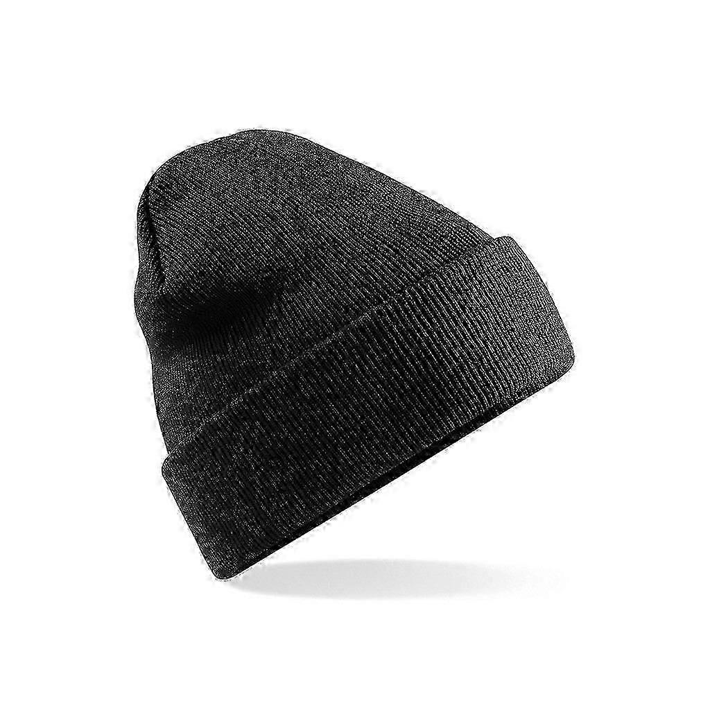 Thick knitted hat, vertical knitted acrylic hat, woolen pullover hat(black)