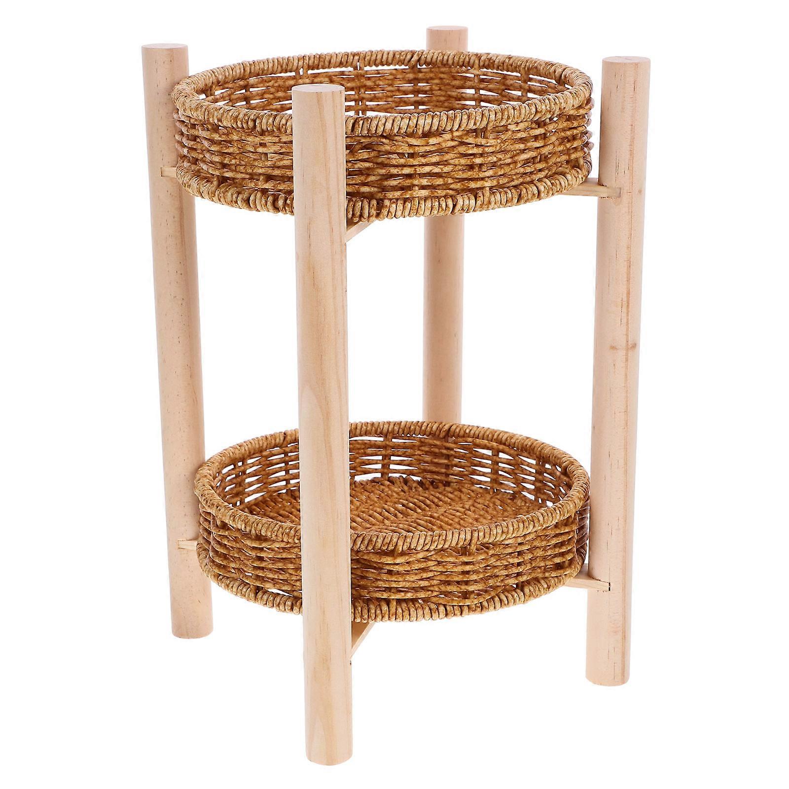 Double Layer Fruit Tray Multi-Function Basket for Decorative Storage 1Set