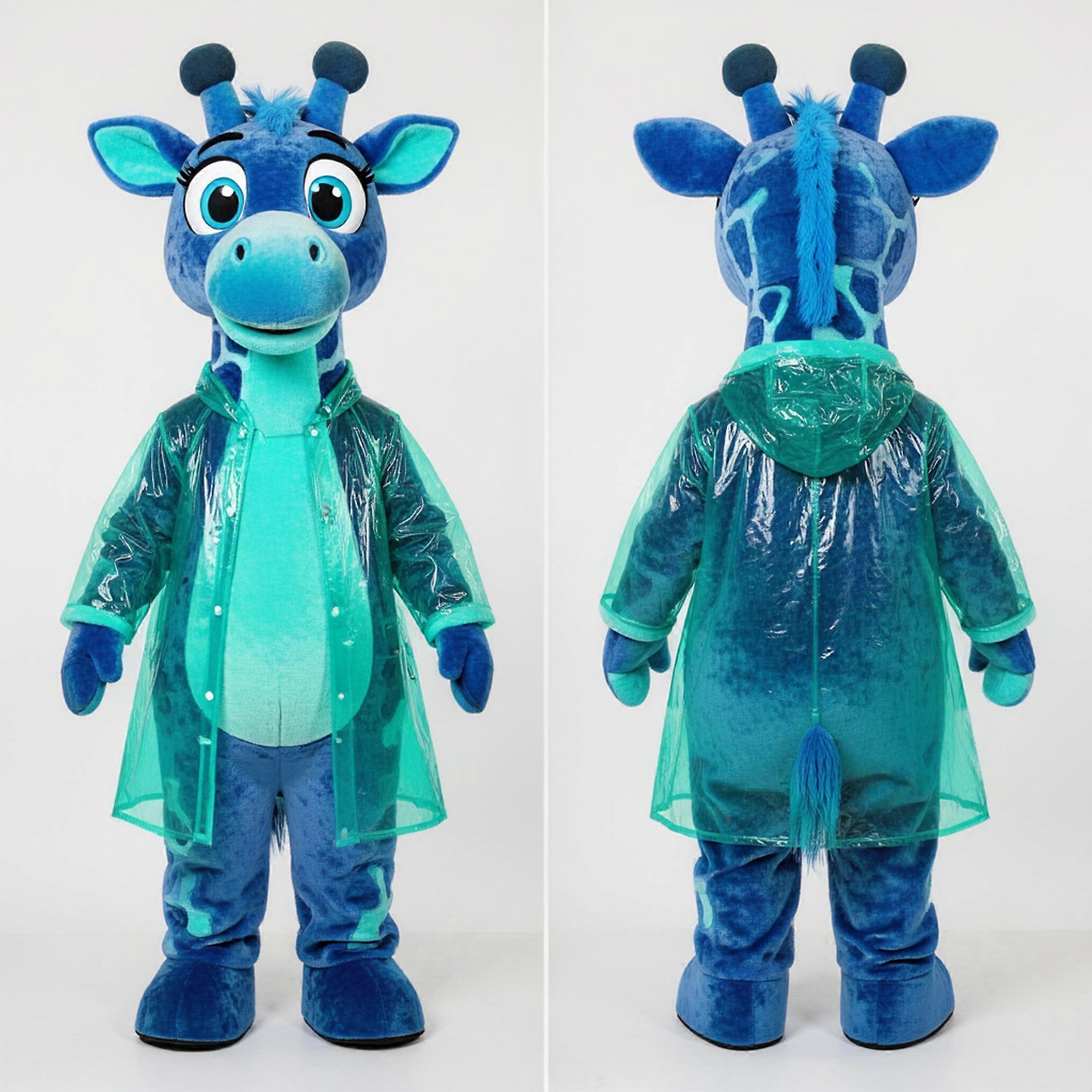 MASTICOT Teal Velvety Giraffe Mascot