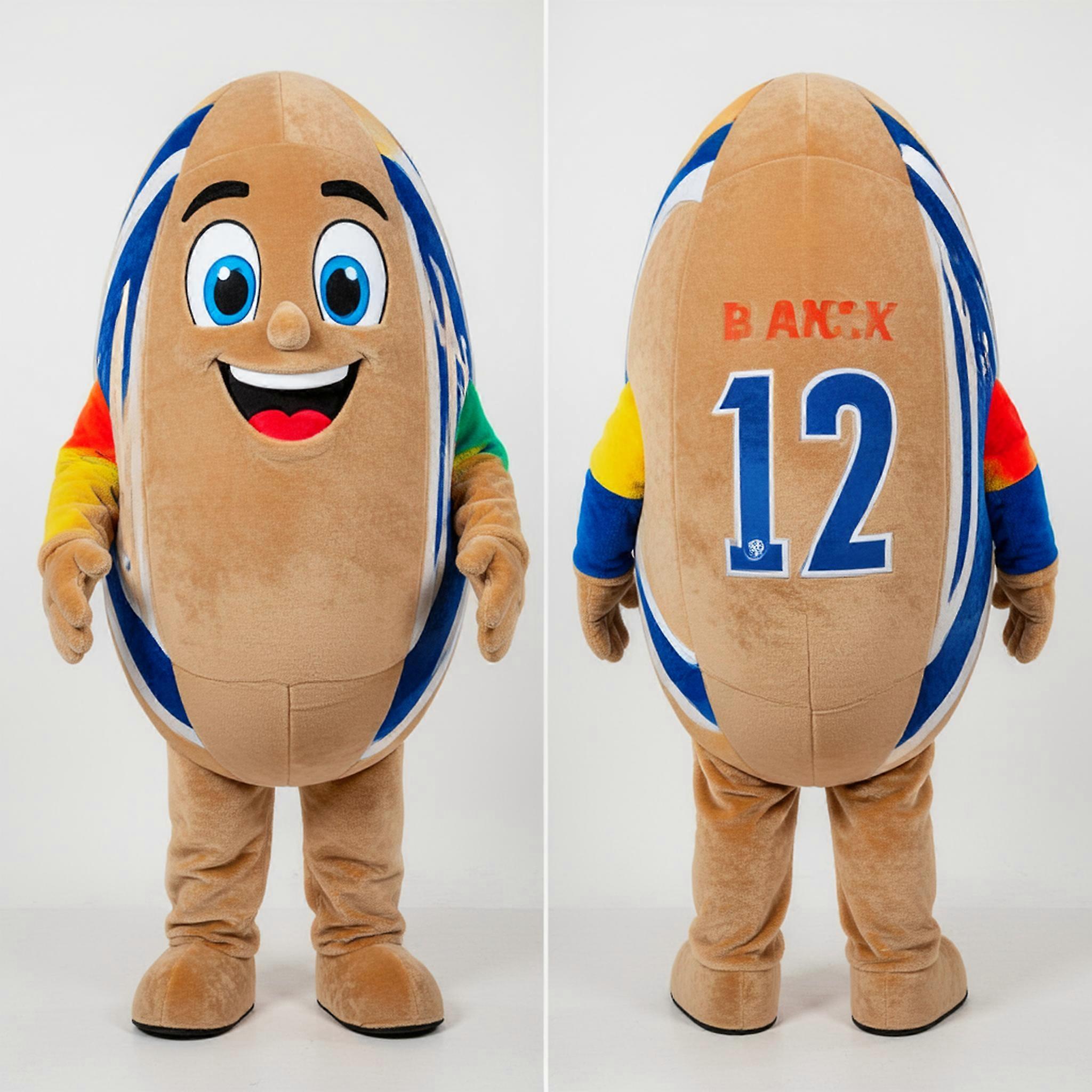 MASTICOT Tan Rounded Rugby Ball Mascot