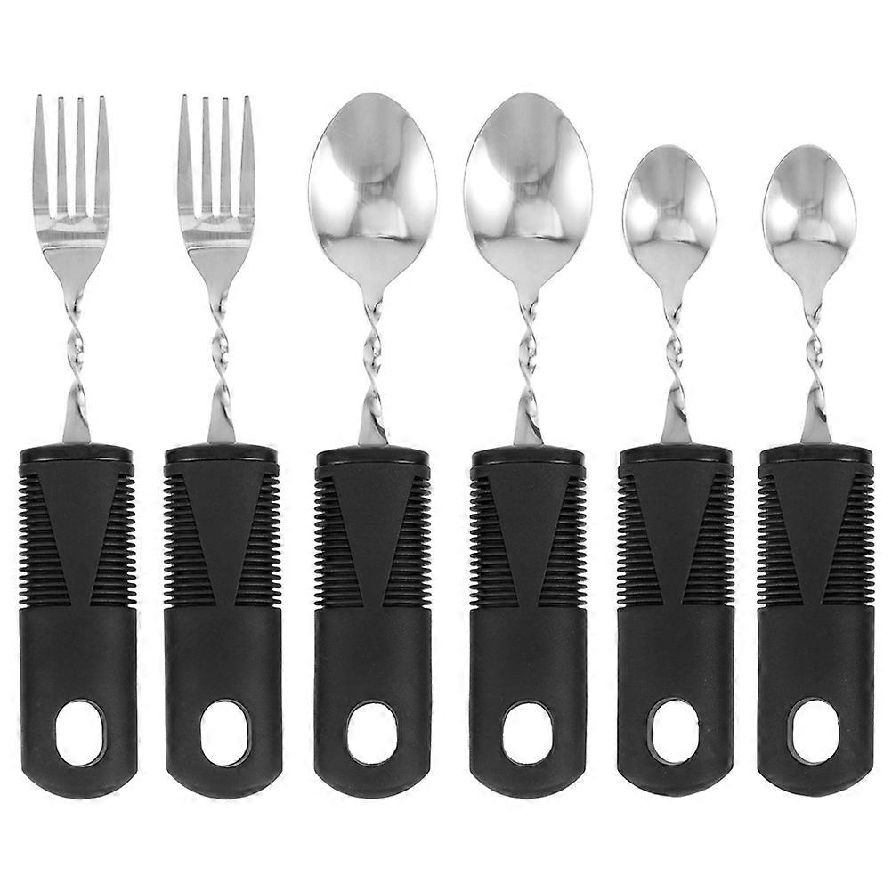 Anti-Shaking Utensils Portable Spoons Fork 2Sets for Elderly Use