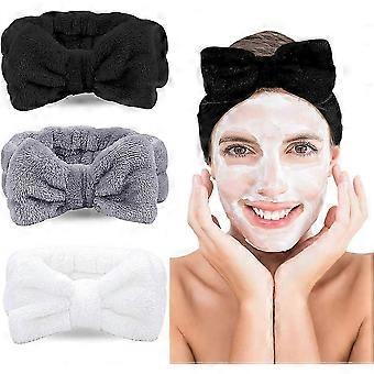Spa Stirnbänder für Frauen - Soft Coral Fleece Haarbänder mit Schleife