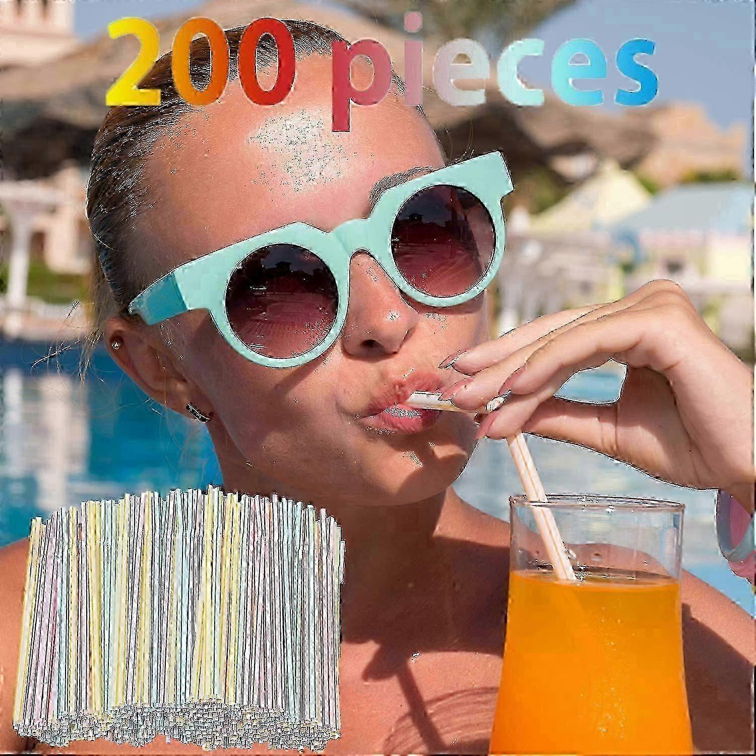 200 Pcs Multi-Coloured Bendable PP Straws