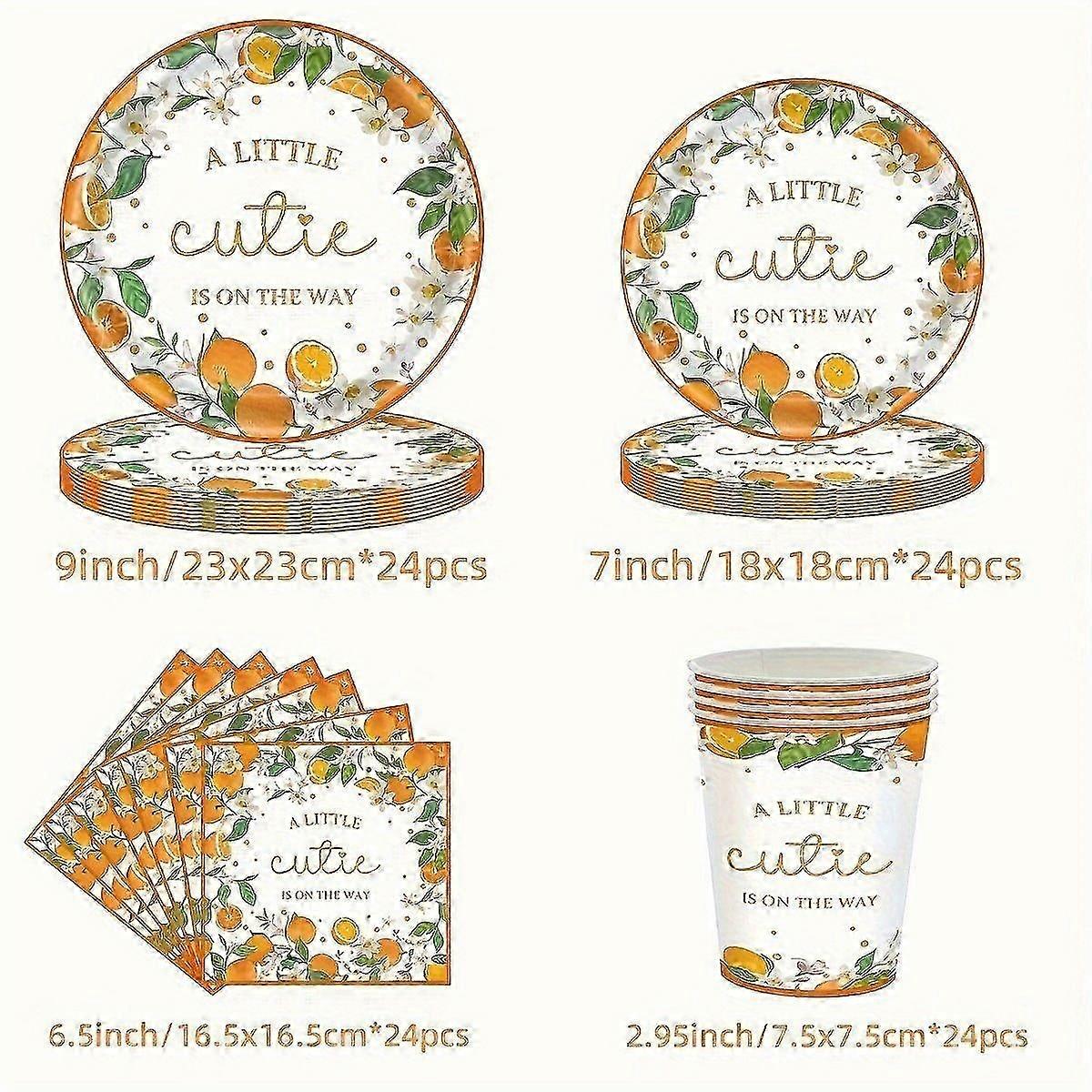 Orange-Themed Uncoated Paper Tableware Set