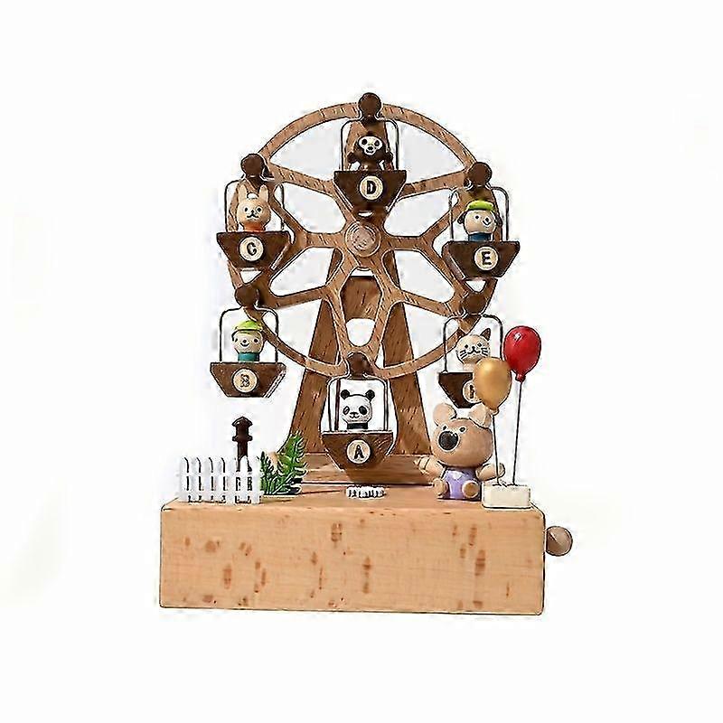 Solid Wood Wind-Up Carousel Music Box