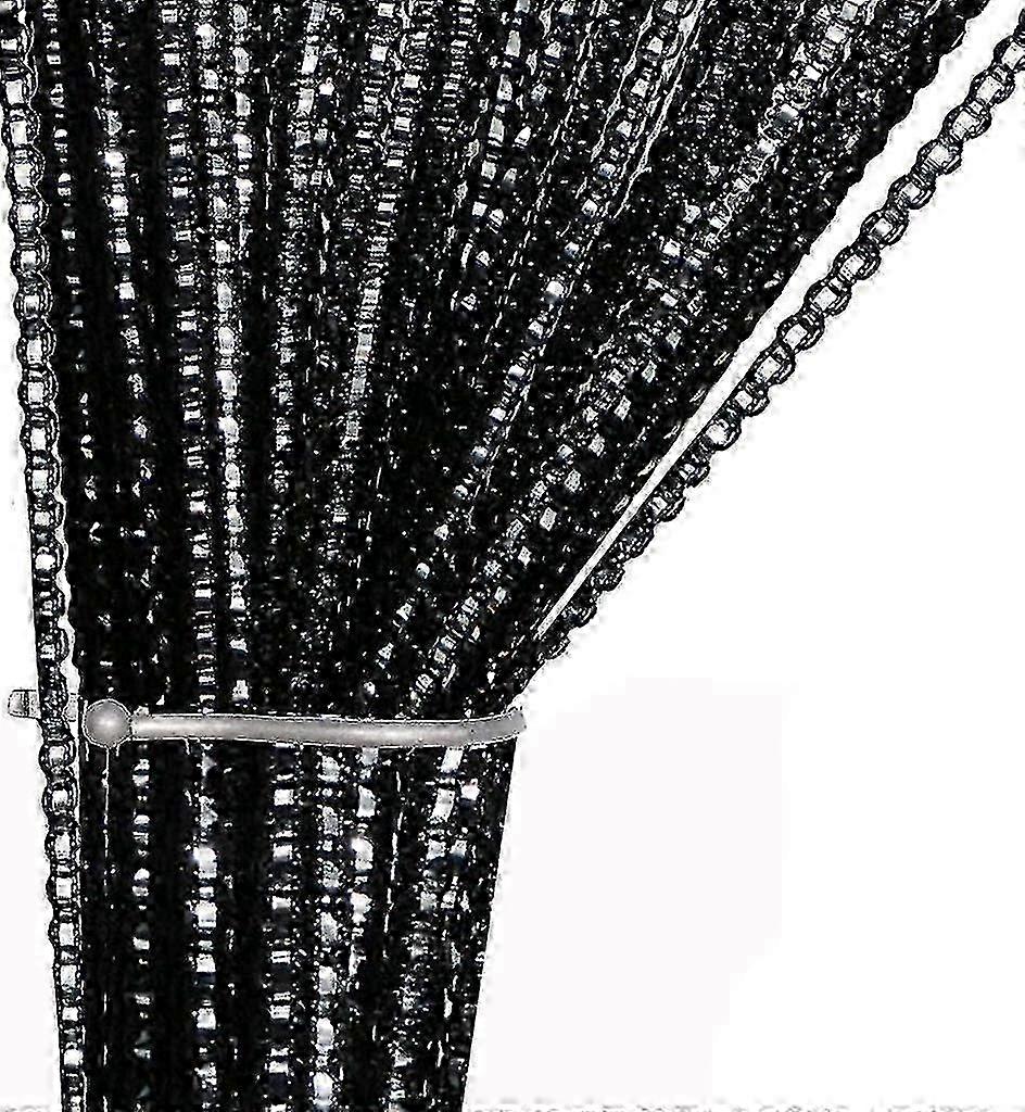 39"x78.5" Divider Panel Black String Curtain for Doorways & Windows