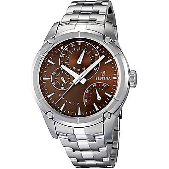Festive Retro Quartz Analog Man Watch with Stainless Steel Bracelet F16669/5