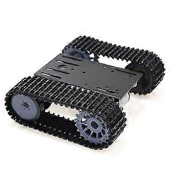 Tracked Crawler Robot Platform, Metal Construction, Engineering Plastic Tracks, 6-12V Motor, T101-P, 19.3x16.3x16cm, Black