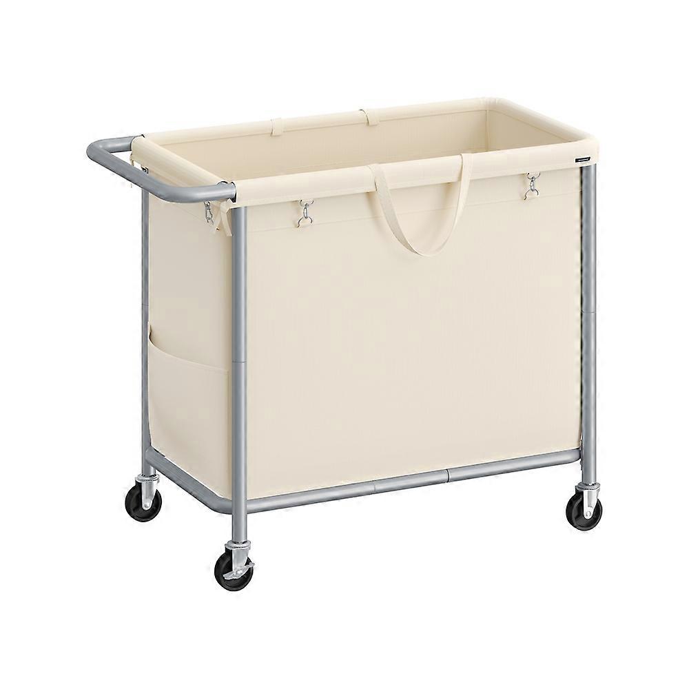 47.5 Gallons Rolling Laundry Hamper Cream White 31.5"L