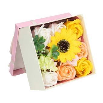 Simulation Flower Bath Soap Women Exquisite Flower Soap Gift Box for Birthday Valentines Day Christmas Yellow