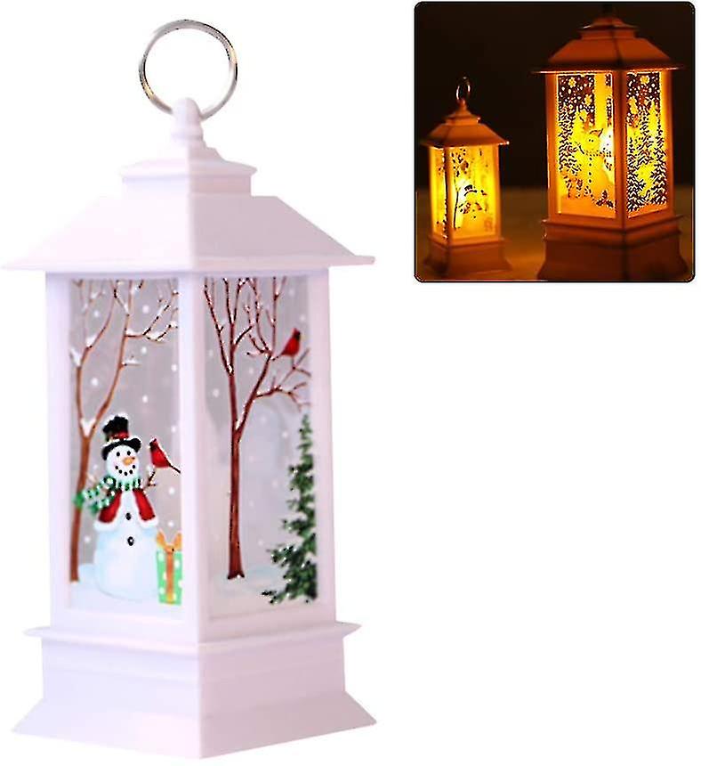 Vintage Christmas Led Lantern Battery Operated Santa Claus Snowman Pen