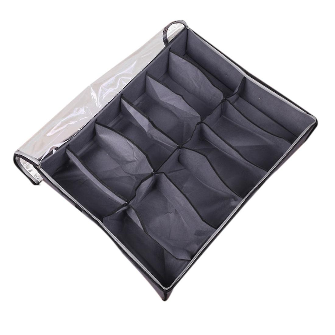 Under Bed Shoe Organizer, Foldable Fabric Container Box with Clear Cover See Through Window Bag
