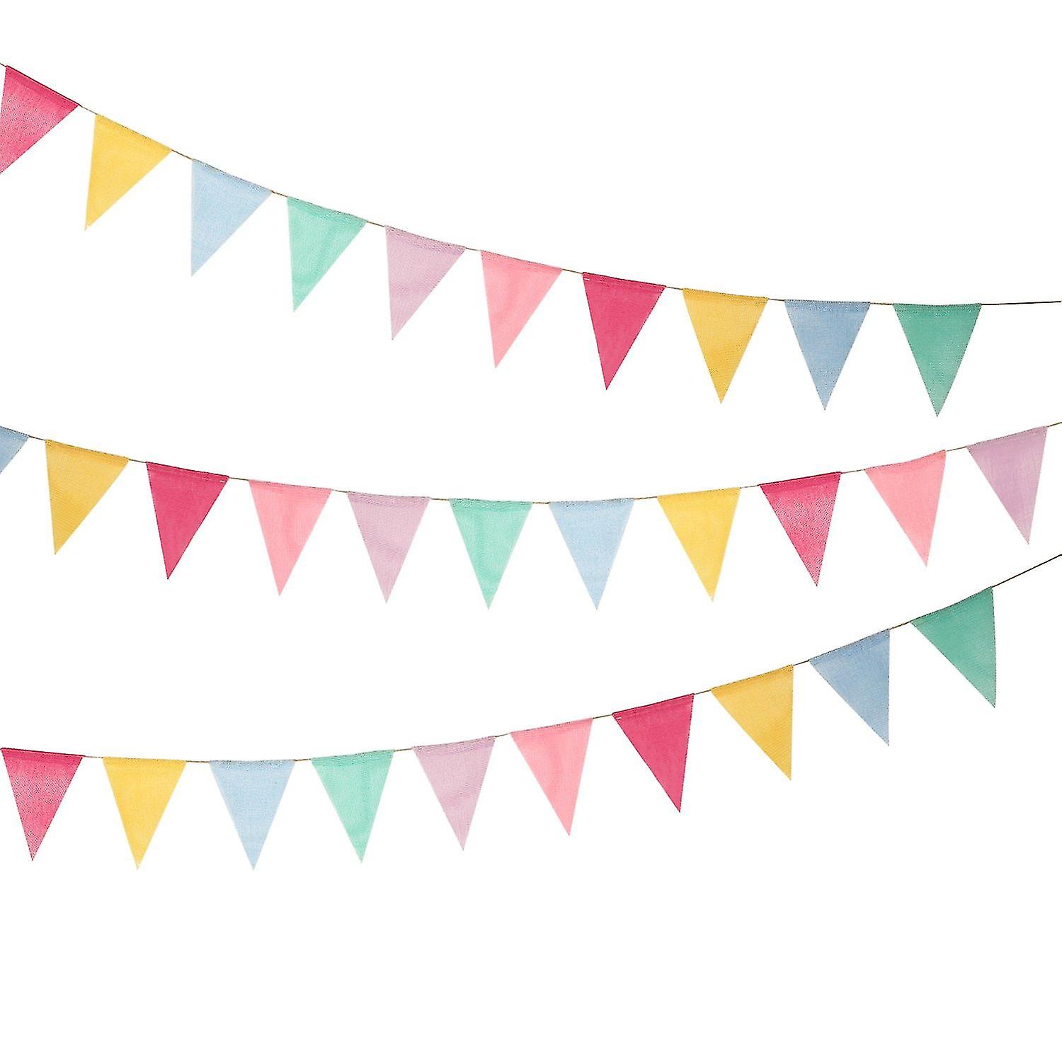3pack Imitated Burlap Pennant Banner, Multicolor Fabric Triangle Flag Bunting For Party Hanging Decoration