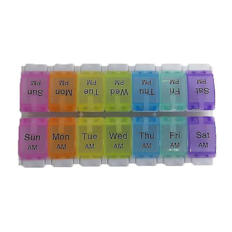 7 Day Medicines Pill Box, Portable Plastic Weekly Travel Pill Box Single And Double Row