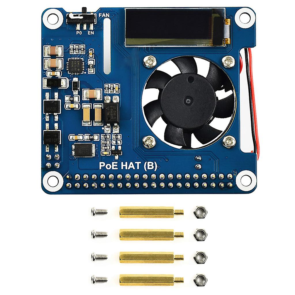 Nuovo Raspberry Pi 4b / 3b + Poe Power Over Ethernet Scheda di espansione Modulo di raffreddamento della ventola integrata Oled Network Standard
