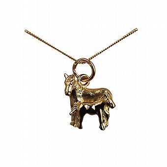 9ct Gold 13x13mm Horse and Foal Pendant with a curb Chain...