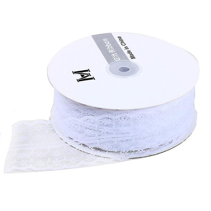 45 Meters Patterned Lace Ribbon Roll Floral Lace Trim Webbing Fabric Embelishment(white)
