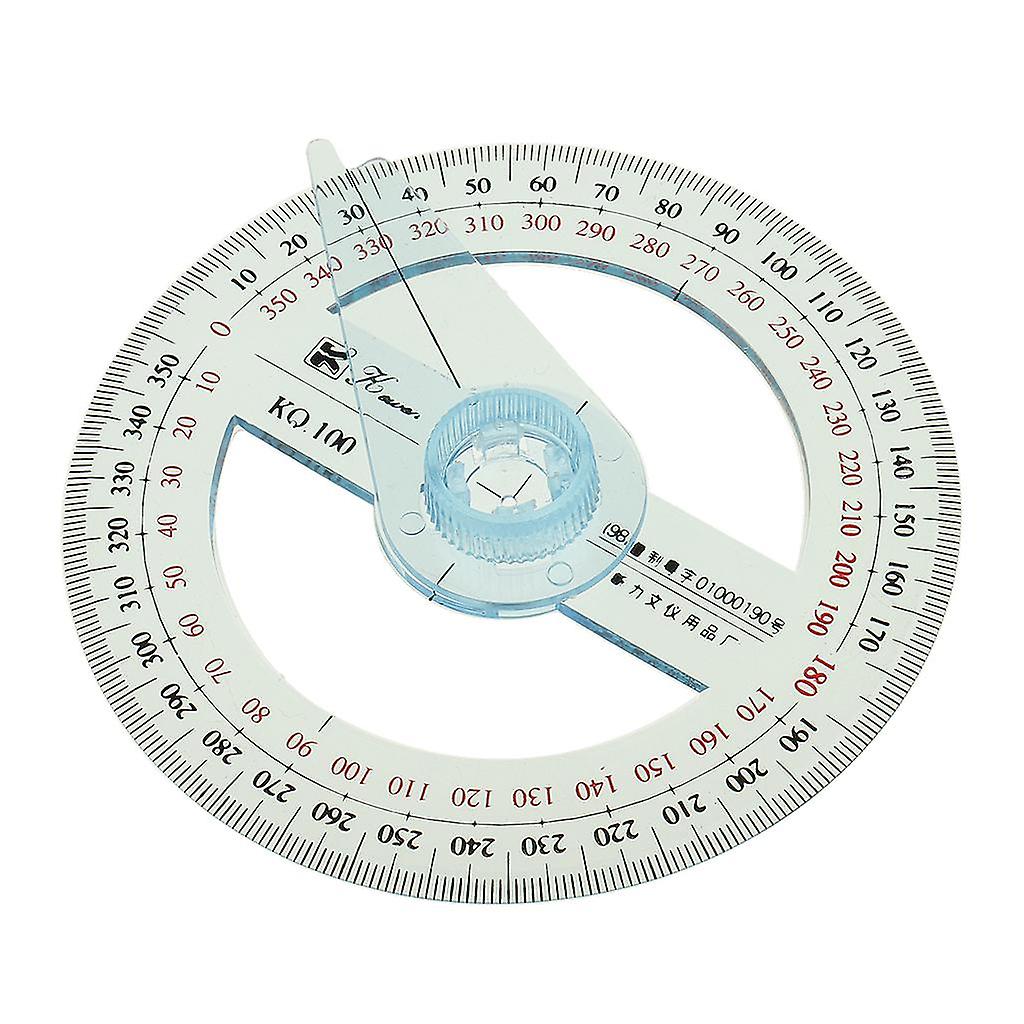360 Degree Angle Measure 100mm Diameter Protractor Swing Arm School Office