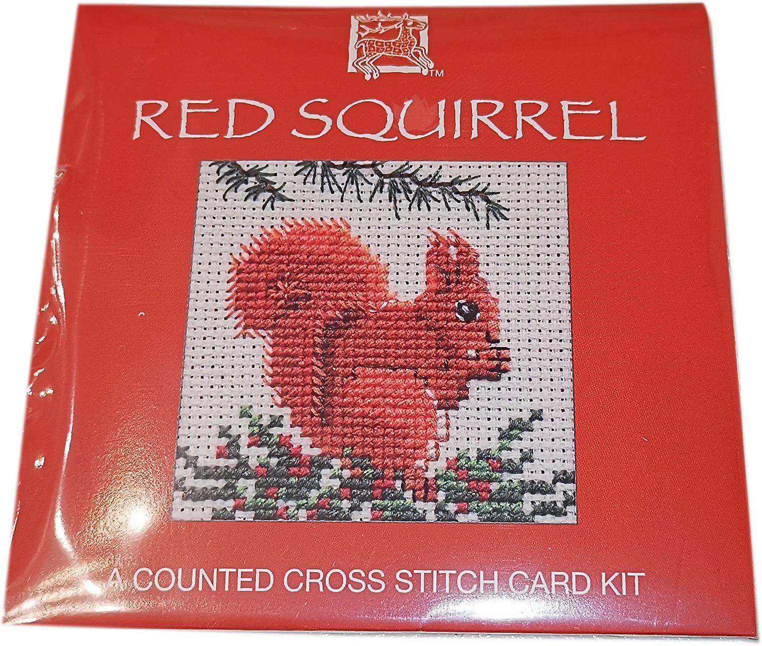 Counted Cross Stitch Red Squirrel Card Kit by Textile Heritage