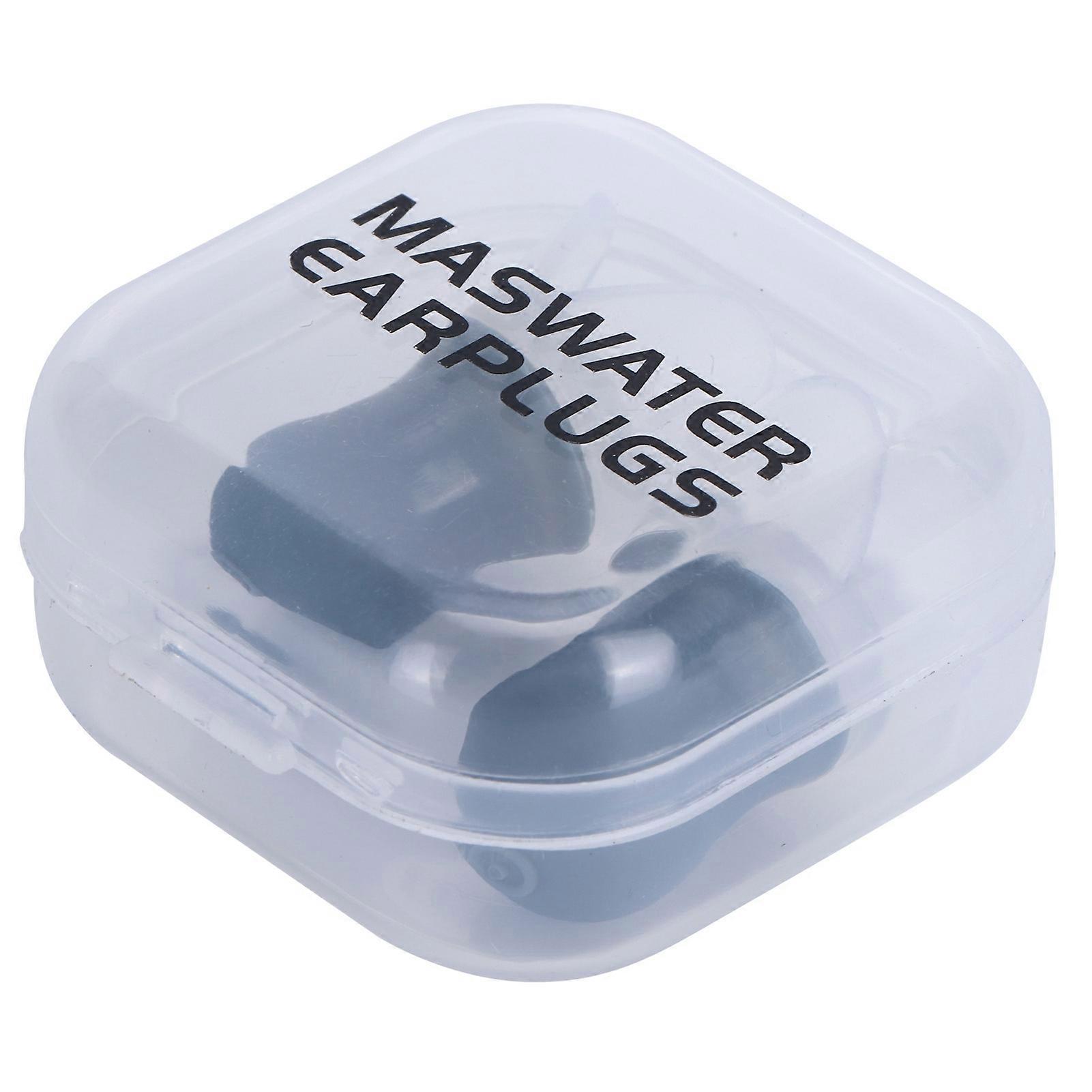 Touch Pressure Reducing Ear Plug 2Pcs Ear Plugs Waterproof Noise Reduction Silicone Protective Earplug for Swimming Flying(Gray L+Box)